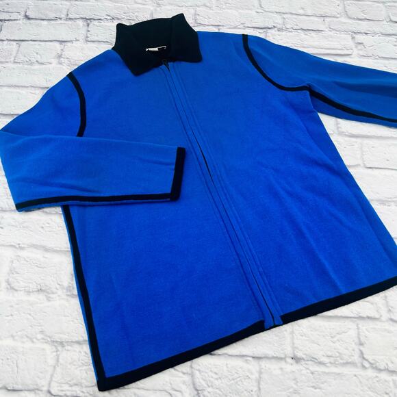 PENDLETON Women Full Zip Wool Stretch Cardigan Sweater 1X Plus Blue Long Sleeve - Picture 1 of 8